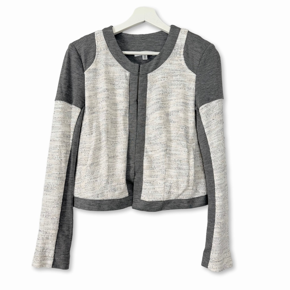 Cabi Gunmetal Mix Knit Moto Tweed Blazer Jacket Small